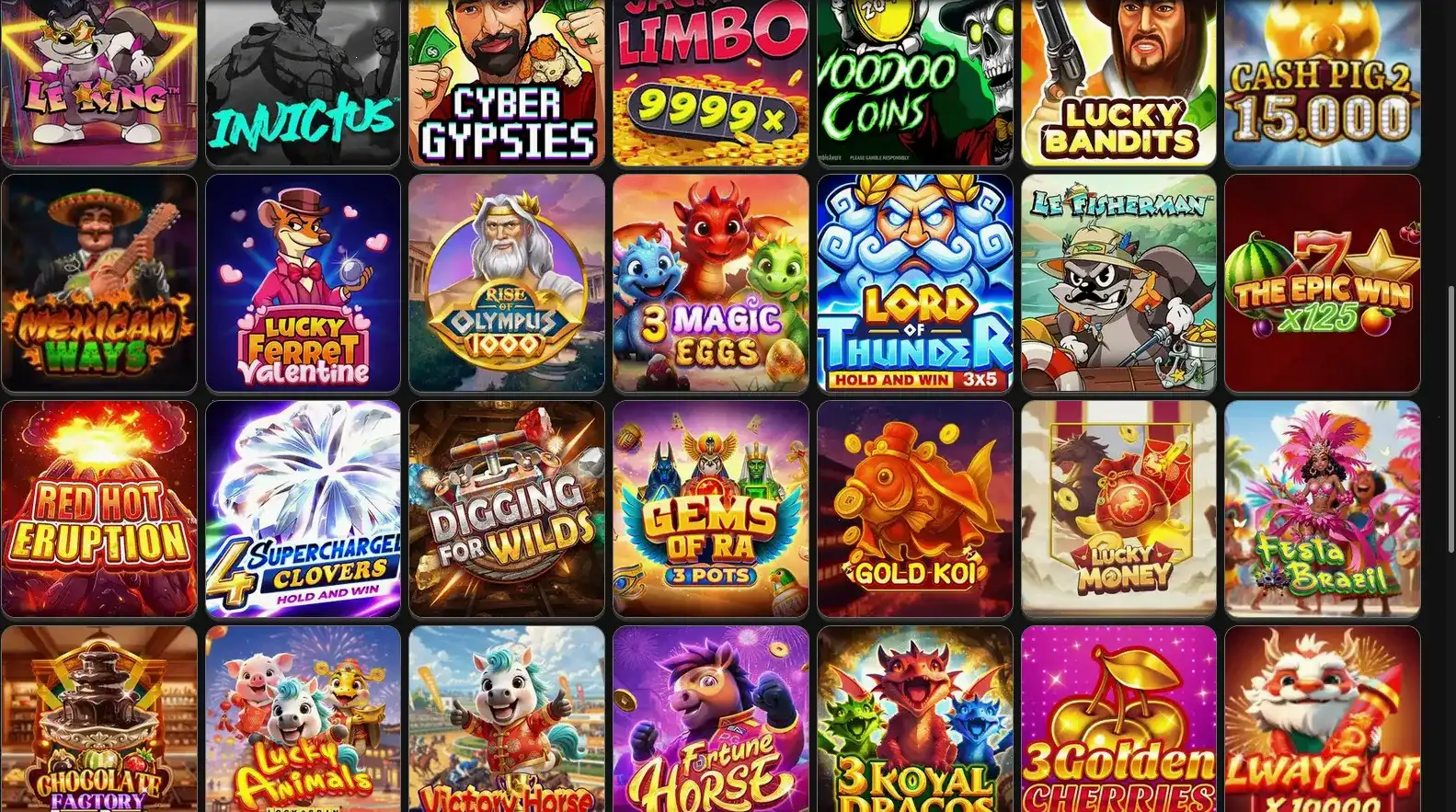 Интерфейс казино Вулкан Делюкс с игровыми автоматами